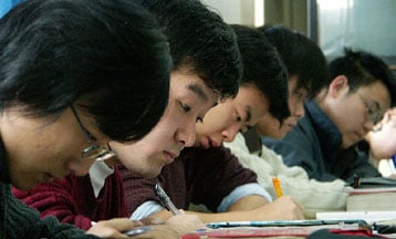 Students taking exam